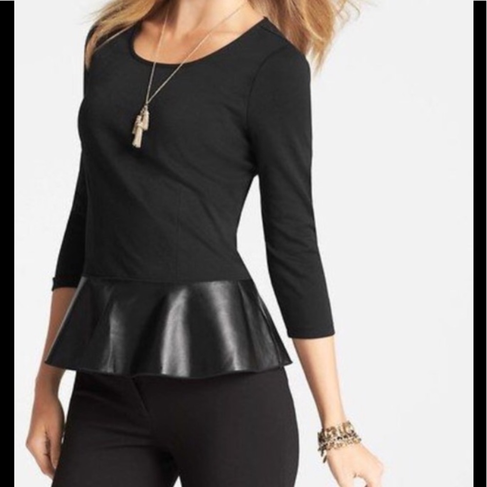 ❤️ Ann Taylor faux leather peplum top ❤️